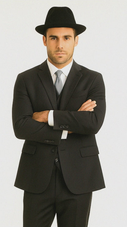 Brand: Caravelli Collezione Suit - Caravelli Suits - Caravelli italy Caravelli Men's 2 Buttons Grey 3 Piece Vested Suit