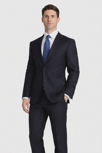 Tiglio Black, Gray, Navy Blue Stripe Two-button Wool Suit 3 Fabrics Modern Fit