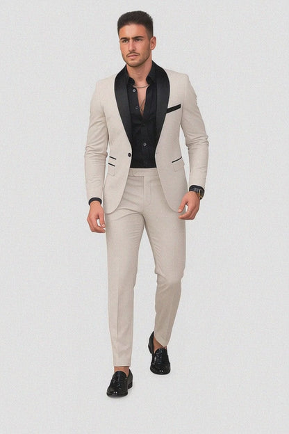 Beige Prom Tuxedo - Wedding Suit - Groom Tuxedo Suit