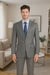 Catania Collection - Modern Fit Windowpane Suit 2 Piece in Medium Gray