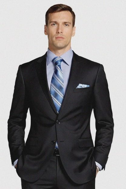 Giorgio Fiorelli Black and French Blue Two-Button Suit Modern Fit