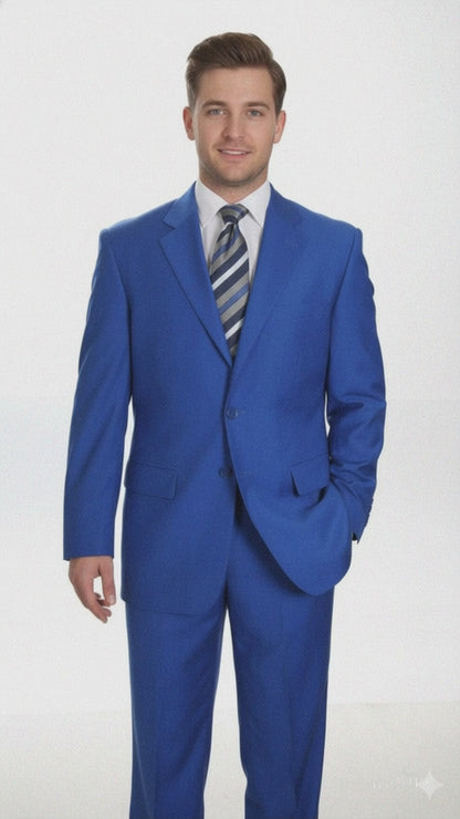 Men'S Two Button Dress  Business Suits Clearance Sale For Men Royal Blue Jacket Blazer + Pants