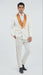 Men's Ivory and Gold Jacquard Tuxedo Suit + Bowtie – Formal Wedding, Prom, and Gala Outfit in Cream Off White color