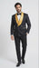 Men’s Black and Gold Jacquard Tuxedo Suit – Luxury Slim Fit Formal Wedding, Prom, and Gala Outfit