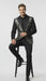 Mens Black and White and Silver Sequin Embroidered Blazer – Luxury Designer Party Wear with Geometric Detailing