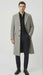 Men’s Grey Herringbone Long Overcoat – Tweed Black and White Pattern Wool Topcoat Three Qaurter