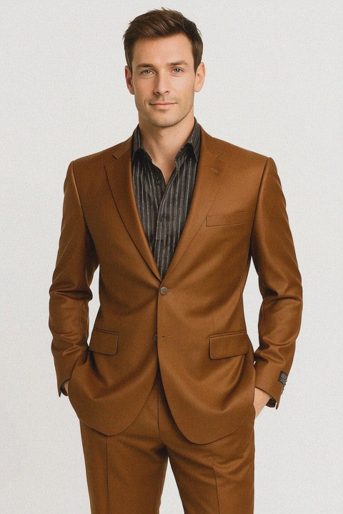 Men's Designer 2-Button With Sheen Rust 