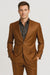 Men's Designer 2-Button With Sheen Rust ~ Peach Sharkskin Suit