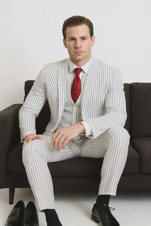 White Suit With Black Pinstripe 