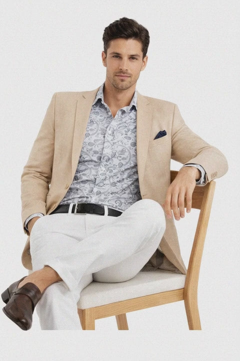 Linen Blazer - Beige Linen Sportcoat
