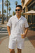 Men'S Shirt And Shorts White Color Two Piece Casual Casual Two Piece Walking Outfit For Sale Pant Sets Set Suit For Men - Mens Linen Suit