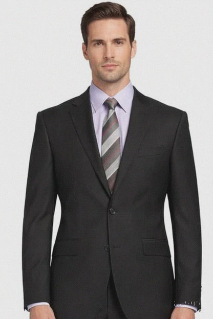 Carlo Lusso Black Two-button Poly Blend Suit Modern Fit