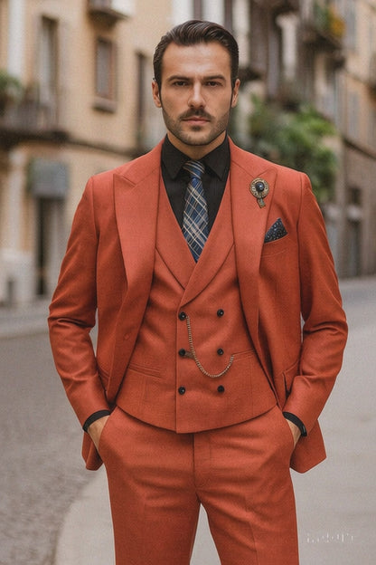 Designer Red Three-Piece Suit – Business & Wedding Wear for Men