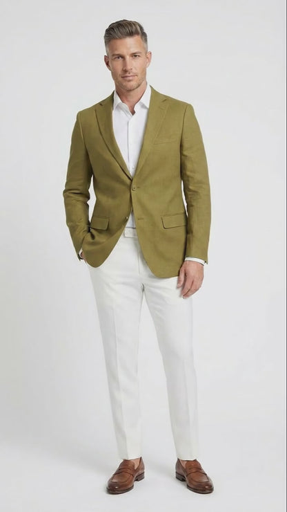 Men’s Olive Green Blazer Sport Coat –Fabric Summer in pistachio sage green
