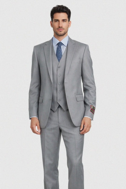 Giorgio Fiorelli Grey Two-Button Suit + Vest Modern Fit
