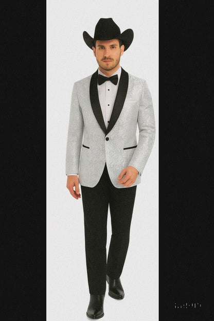 Western Suit - Trajes Para Hombres - Cowboy Formal Attire - Trajes De Novio - Peak Lapel Single Breasted White Suit