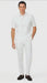 Men’s White Lace-Up Shirt and Pants Set – Casual Summer Two-Piece Outfit