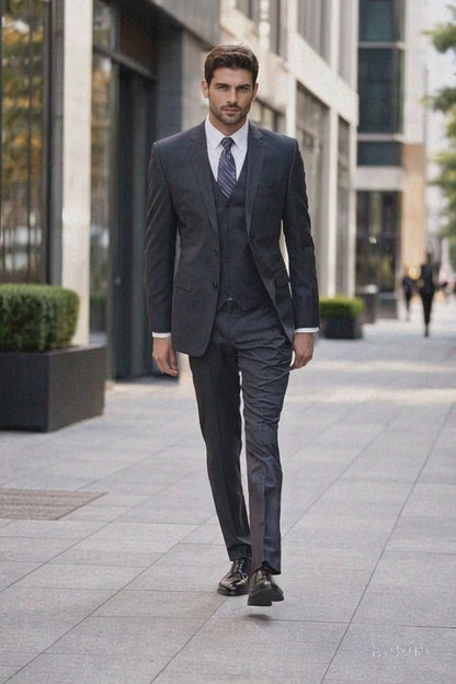 Athletic Cut Classic Suits Men's suit  Classic Relax Fit Pleated Pants - Gray