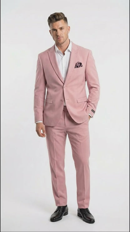 Vitali Brand Men’s Light Pink Formal Suit - Blush Color Modern Fit