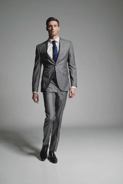 Bertolini 2Pc & 3PC Lt. Gray Two-button Wool & Silk Blend Suit Modern Fit