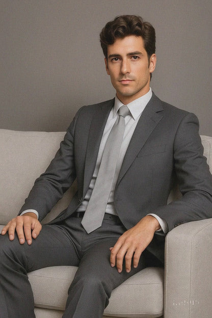 Charcoal Gray Sharkskin 2-Button  Suit