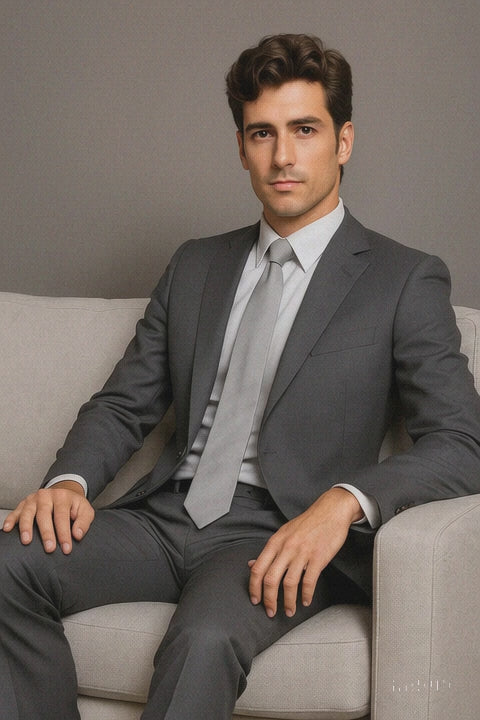 Charcoal Gray Sharkskin 2-Button  Suit