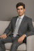 Mantoni Suit - Signature Menswear Wool Fabric SuitsOutlet - Men's Classic Fit Sharkskin Grey Black 2-Button Suit  - High End Suits - High Quality Suits