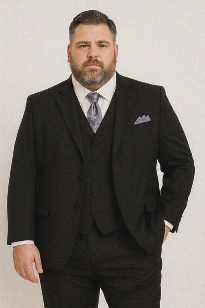Plus Size Suits For Men - Big and Tall Suit For Big Guys Solid Black