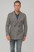Houndstooth Plaid Peacoat - Gray And Black Patterned Wool Fabric Car Coat