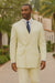 Mens Classic Poplin Double Breasted Suit in Ivory