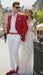 Mens Red Blazer and White Pants Set – Stylish Casual Dress Outfit For New Year Holiday and Christmas Suit