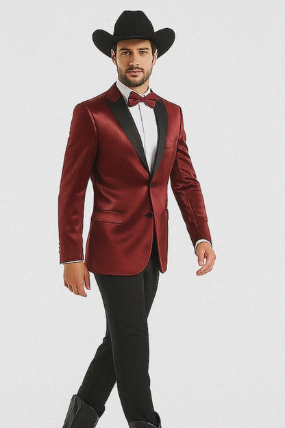 Men's Red 2 Buttons Slim Fit Solid Sharkskin Cheap Priced Blazer Jacket For Men Sportcoat