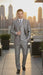 Men’s Light Gray 3-Piece Modern Fit Suit with Vest – Classic Formal Business and Wedding Attire