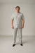 Men's 2 Piece Big Size Grey Linen Short Sleeve Casual Outfit Casual Two Piece Mens Walking Outfit For Sale Pant Sets Suit