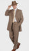 Men’s 1920s Tan Zoot Suit with Fedora Hat and Wingtip Shoes – Vintage Gangster 3-Piece Long Jacket Suit