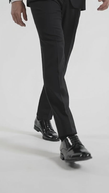 Men's Black Peak Lapel Wedding Tuxedo – Modern Fit Single-Breasted Formal Prom & Groom Tuxedo Suit