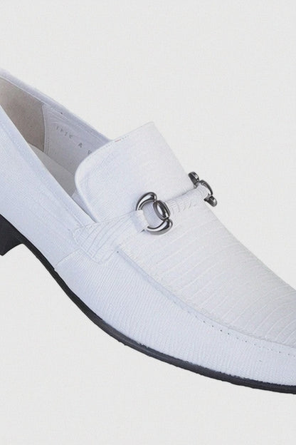 Los Altos White Genuine Teju Lizard Skin Slip-On Loafers