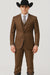 Mel-M158 Coffee Color - Light Brown - Mocha 2 Buttons Vested Suit Pant Classi Mel-M158 Suit