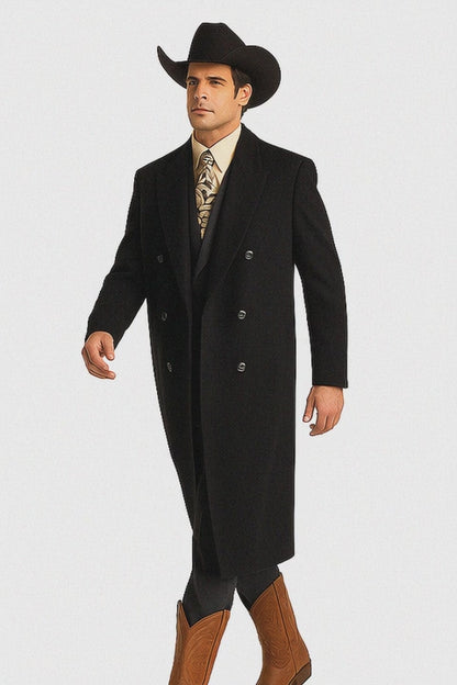 Man Bent Fully Lined Double Breasted 6 Buttons Mens Dress Coat Long Long Mens Dress Topcoat - Winter coats ~ Mens Overcoat Designer Men's Mens Peacoat Sale