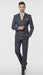 Men’s Navy and Tan Windowpane Double-Breasted Suit | Classic 2-Piece Plaid Dress Suit, Business, and Formal Events By Rossiman