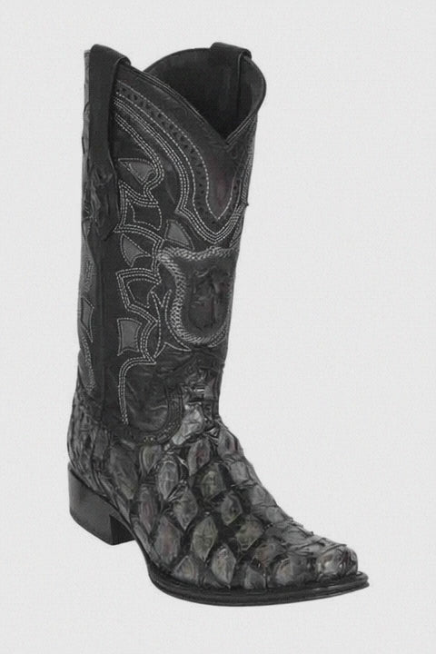 Gray & Black European Square Toe Men’s Boot