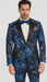 Mens Royal Blue and Gold 2 Button Paisley Tuxedo
