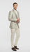 Men’s Champaign Silver and Cream Embroidered Luxury Blazer – Floral Pattern Wedding & Party Dinner Jacket in Light Tan Color