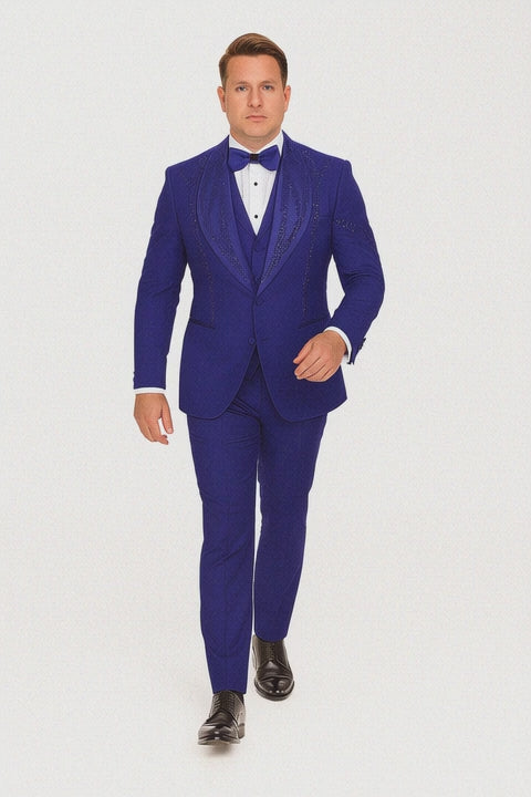 Royal Blue Italian Wool 3-Piece Modern Fit Tuxedo