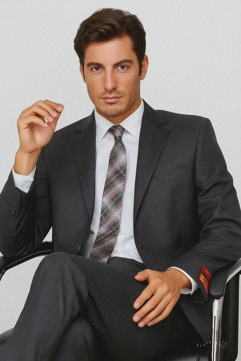 Brand Men's Grey Two-button Suit 