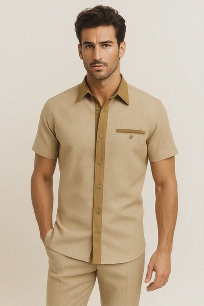 Men’s Houndstooth Walking Suit by Dreams by Zacchi – 2 Piece Lei sure Set in camel- $99