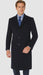 Pure Wool Full-Length Men’s Navy Overcoat – Classic Winter Dress Coat