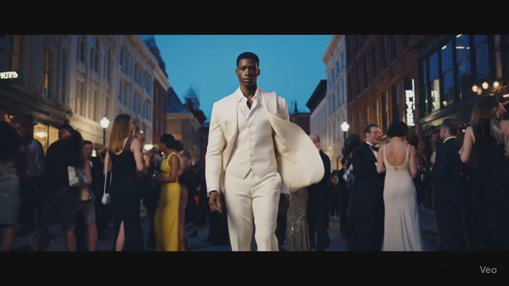 Mens Double Breasted Suit in Ivory