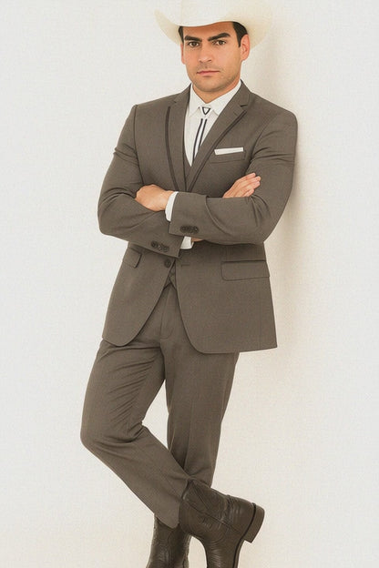 SKU#JA60894 Country Tuxedos For Weddings Mens Traje Vaquero Suit - Dark Grey Tuxedo Slim Fit