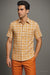 Mens Textured Plaid Walking Suit in Orange/Cream by Dreams by Zacchi – 2 Piece Leisure Outfit with matching shirt and pant -$99